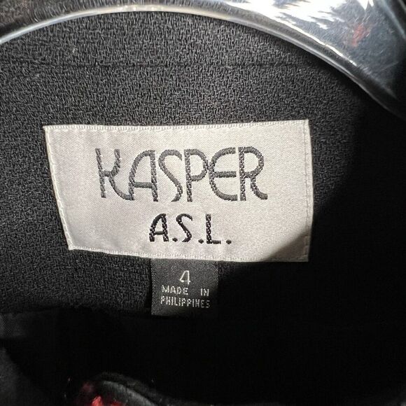 Kasper ASL Blazer Womens 4 Red Tweed Holiday Wool Mohair Blend Textured Twee - Picture 15 of 15